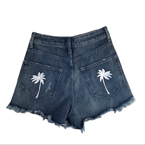 Show Me Your MuMu Houston Denim Short Palm Trees - Picture 3 of 11